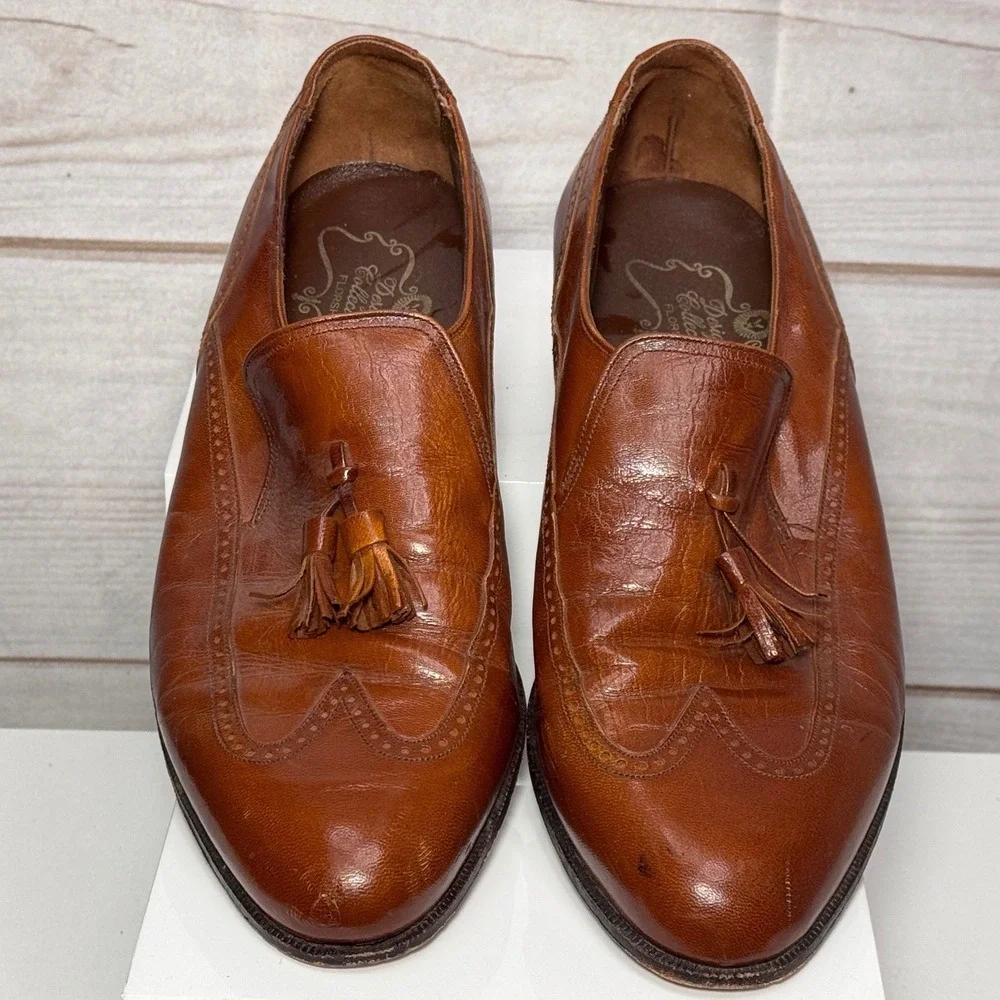 Florsheim Designer Collection Mens Brown Leather Wingtip Tassel Loafer 9 E 33233